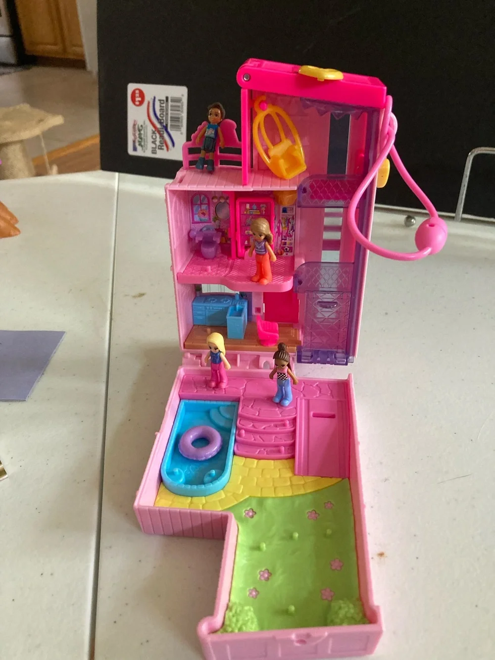 Poly Pocket Barbie Dream House Mini Playset Compact Dollhouse - Pink Mattel